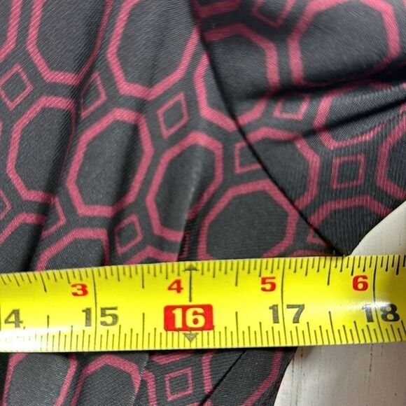 Lauren Ralph Lauren Knot Ruffle Ruched Black Burgundy 3/4 Sleeves Midi Dress - Picture 14 of 15